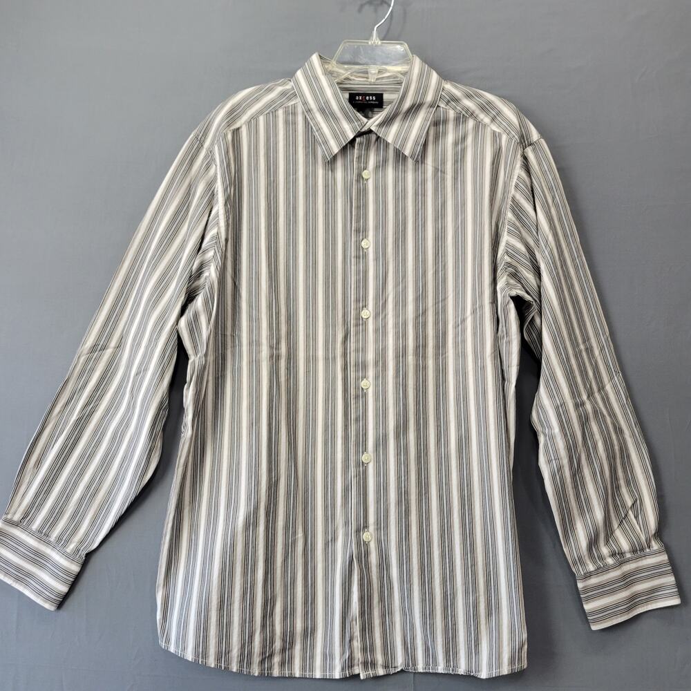 Axcess By Liz Claiborne Long Sleeve Button Up Shirt Men's Size XL Cotton Striped